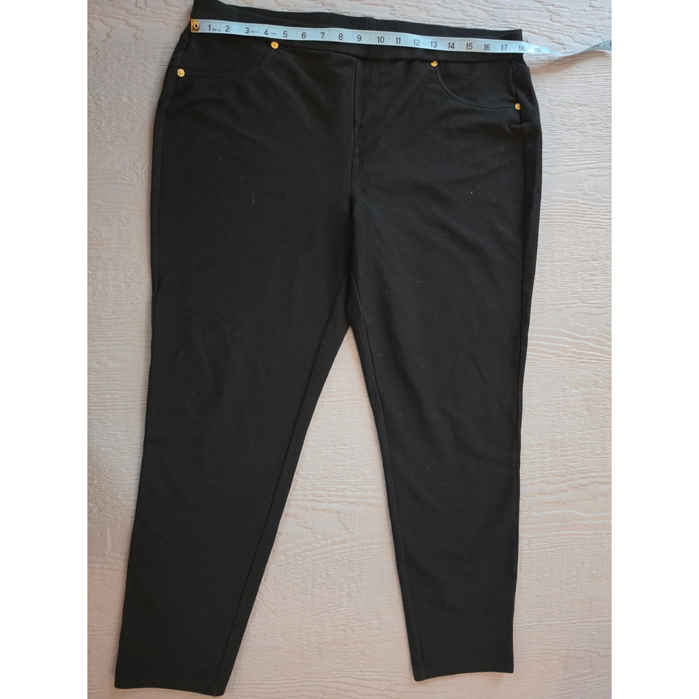 Michael Michael Kors Black Pull On Gold Hardware XL Stretch Tapered Pant - Picture 3 of 6